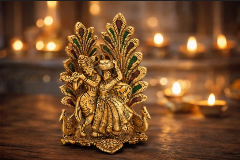 Radha Krishna Brass Idol – Eternal Love & Divine Harmony