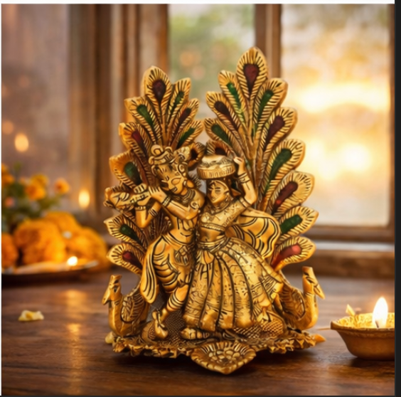 Radha Krishna Brass Idol – Eternal Love & Divine Harmony
