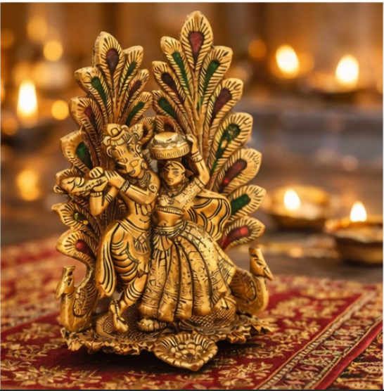 Radha Krishna Brass Idol – Eternal Love & Divine Harmony