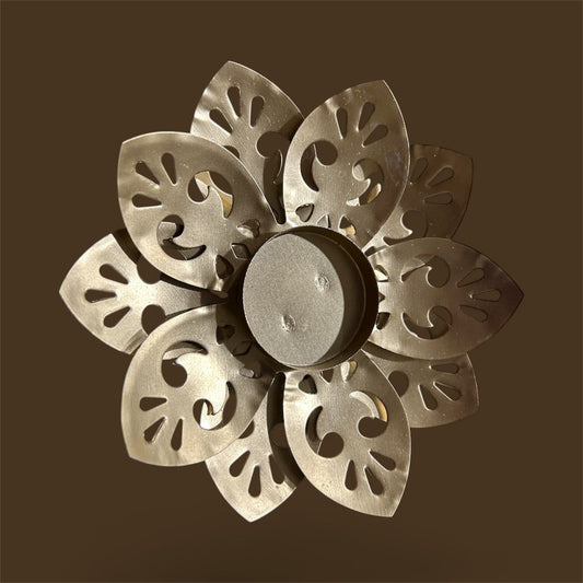 Floral Metal Tealight Holder 5"