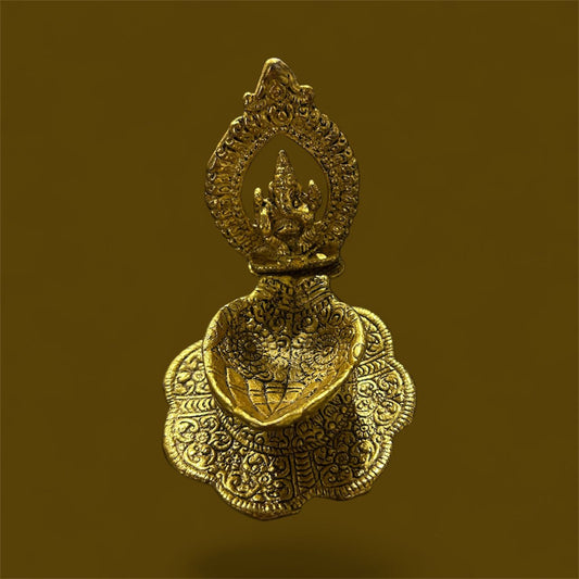 Divine Ganesha Brass Diya – Handcrafted Elegance