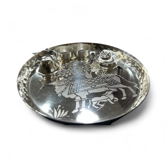 Silver Pooja Thali Set – A Divine Expression of Craftsmanship and Grace