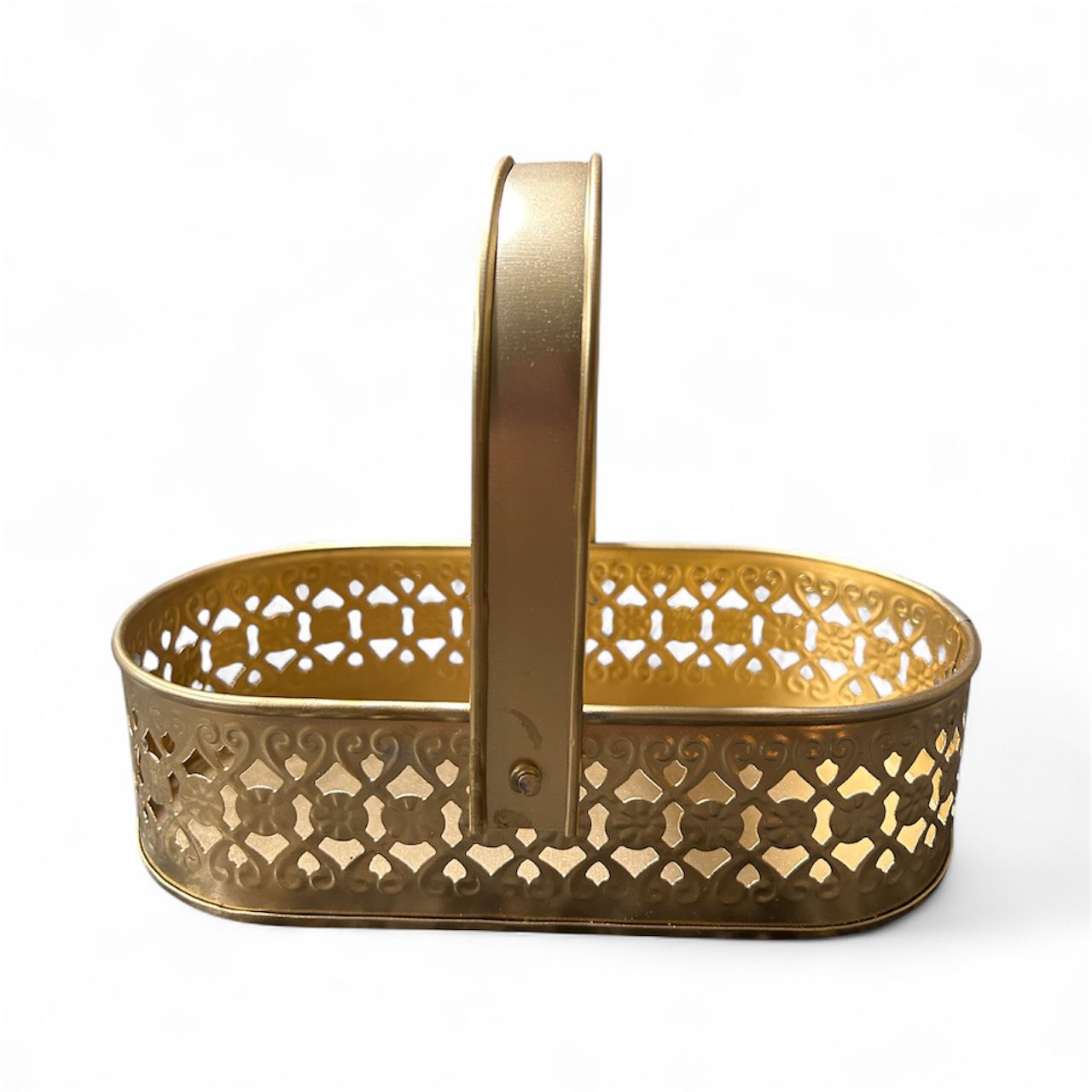 Golden Metal Basket – Elegant Utility with a Touch of Luxury