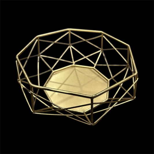 Geometric Gold Metal Basket – Modern Premium Hamper & Décor Base