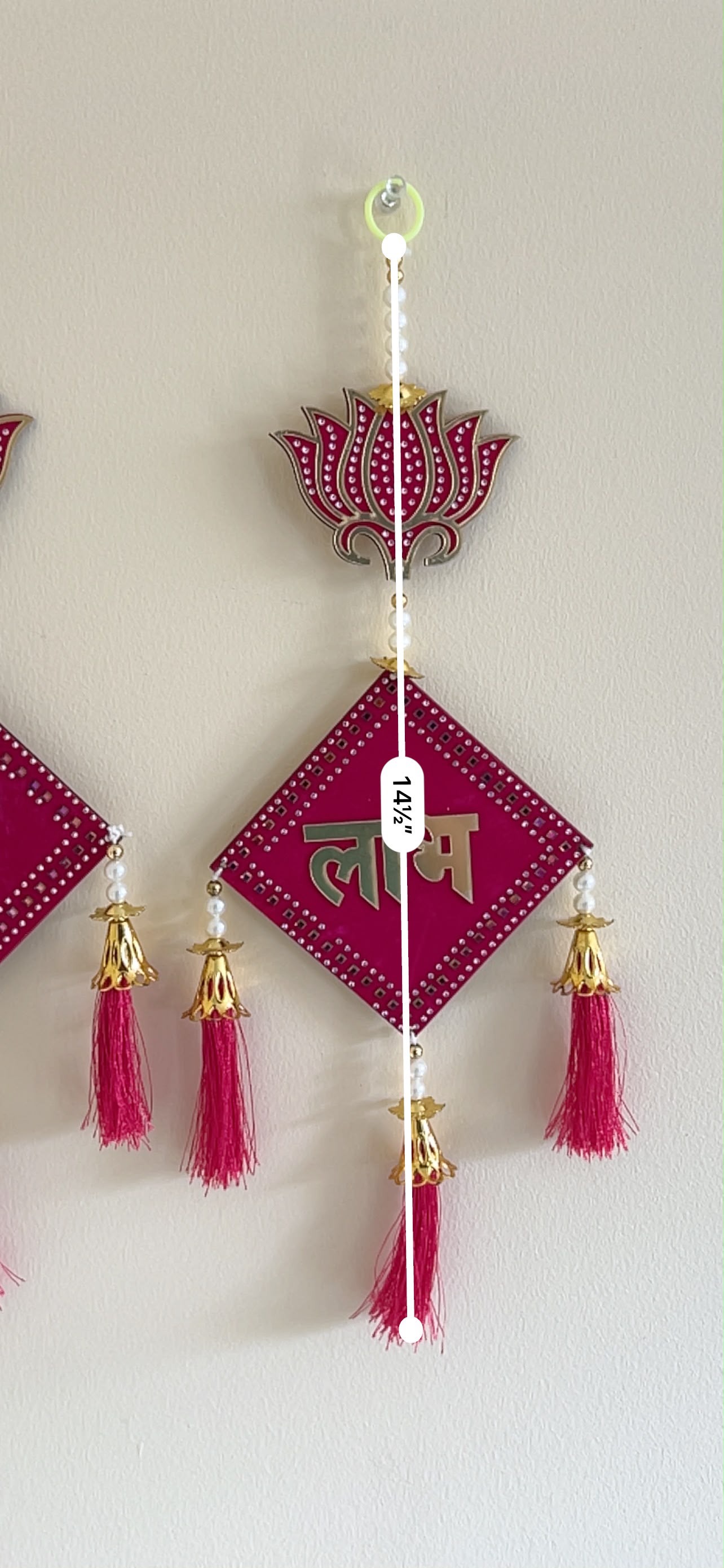 Shubh Labh Lotus Tassel Door Hanging Pair