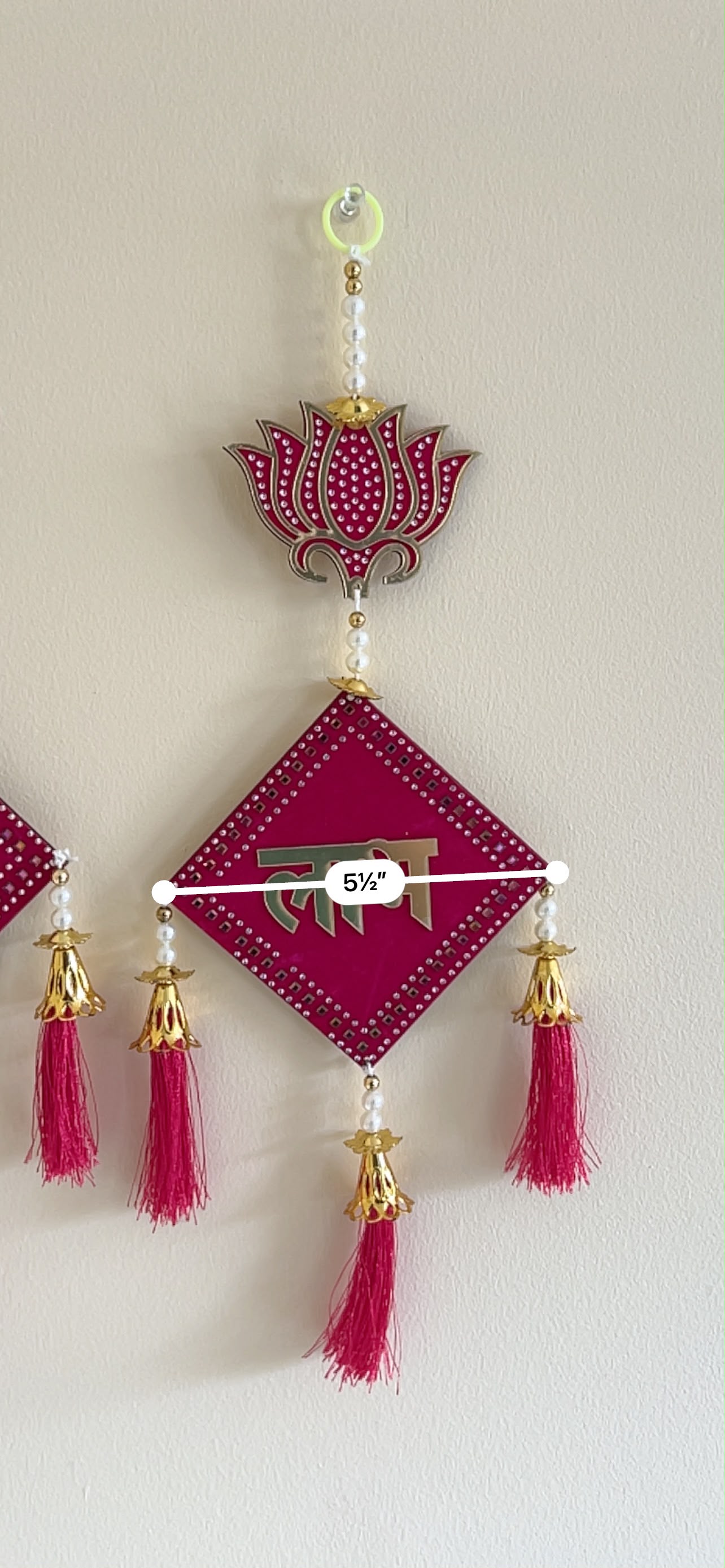 Shubh Labh Lotus Tassel Door Hanging Pair