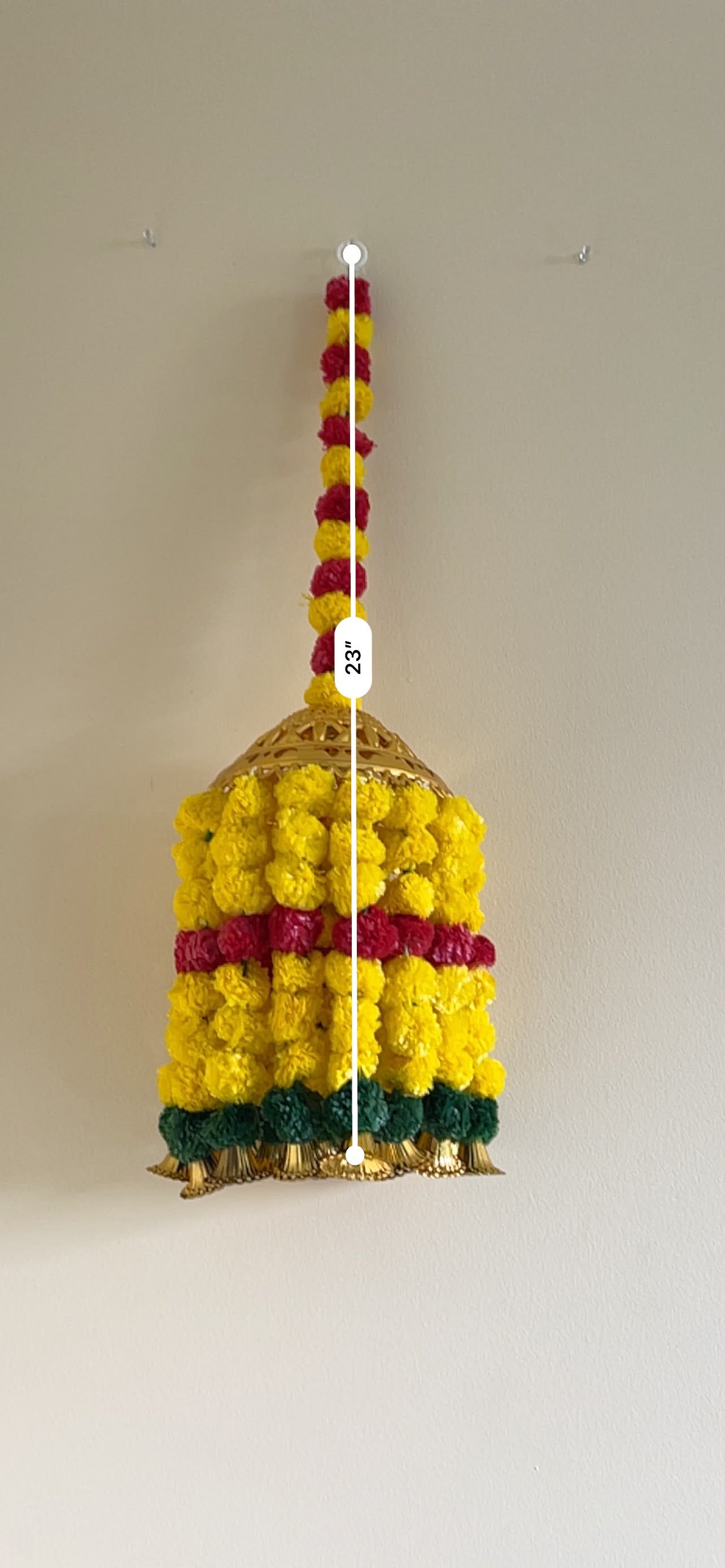 Marigold Floral Jhumar Hanging with Golden Dome – Handcrafted Festive Décor