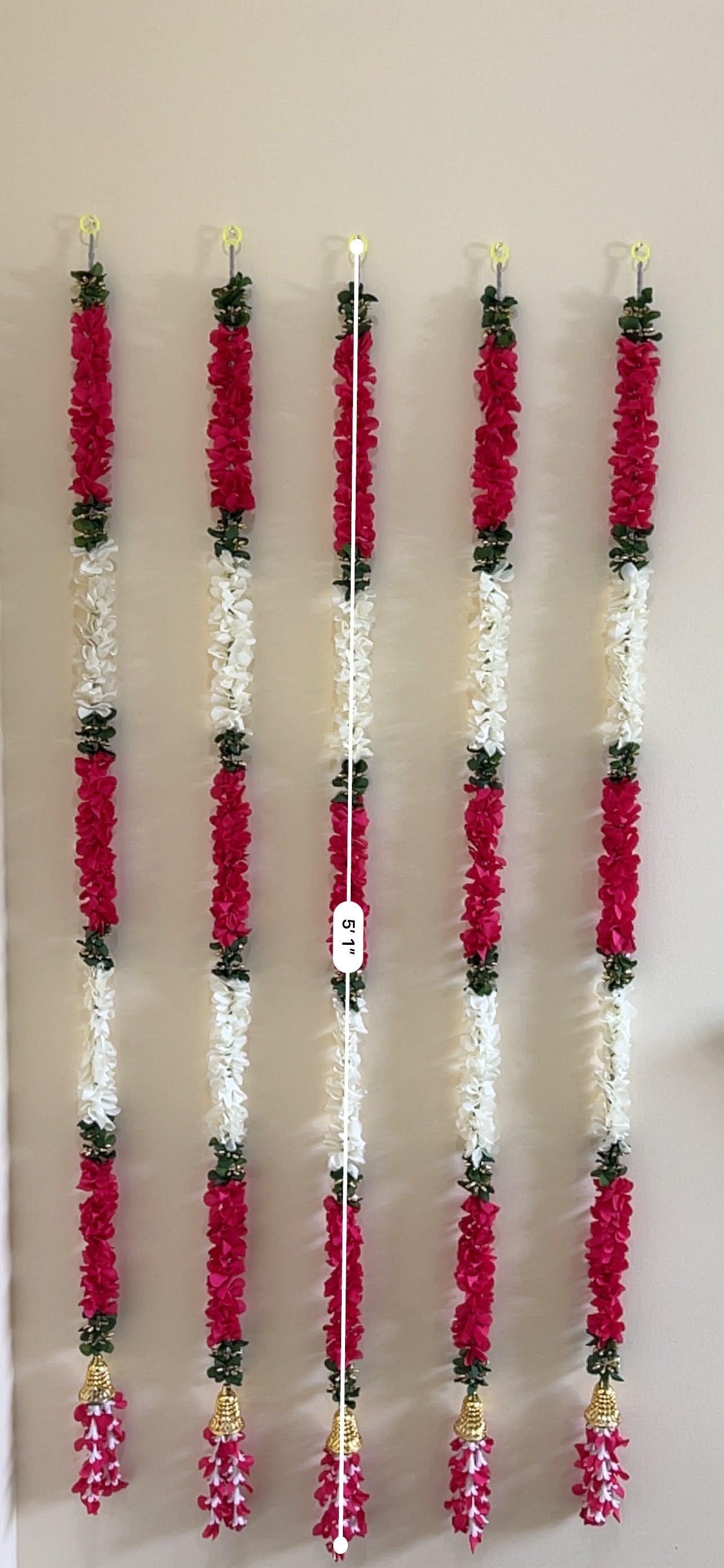Deep Pink & White Artificial Flower Garland – Pack of 12