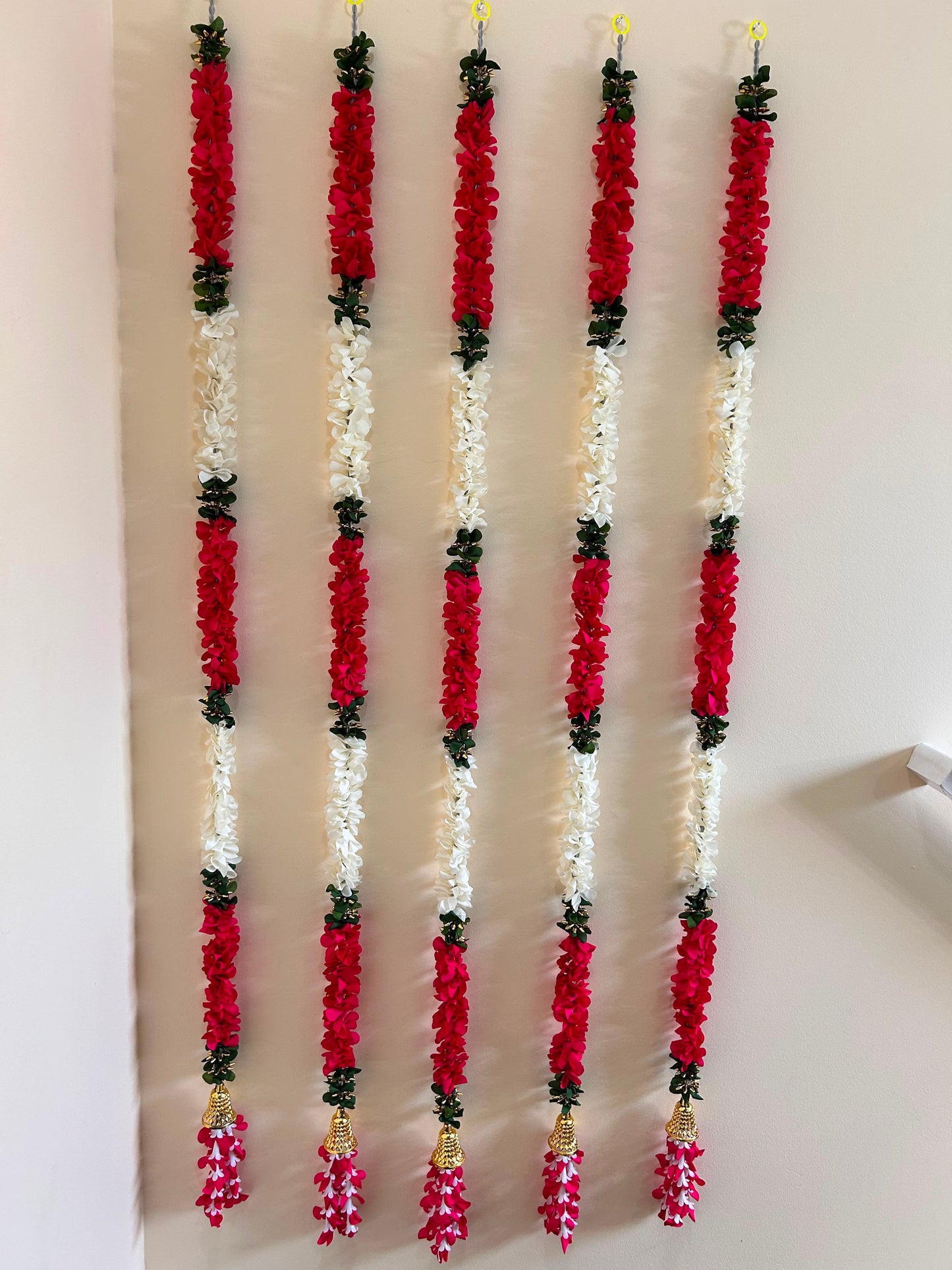 Deep Pink & White Artificial Flower Garland – Pack of 12