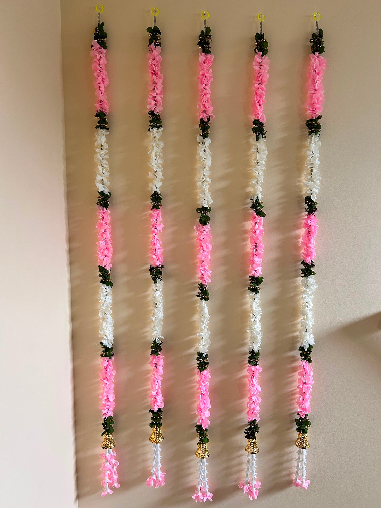 Soft Pink & White Artificial Flower Garland – Pack of 12