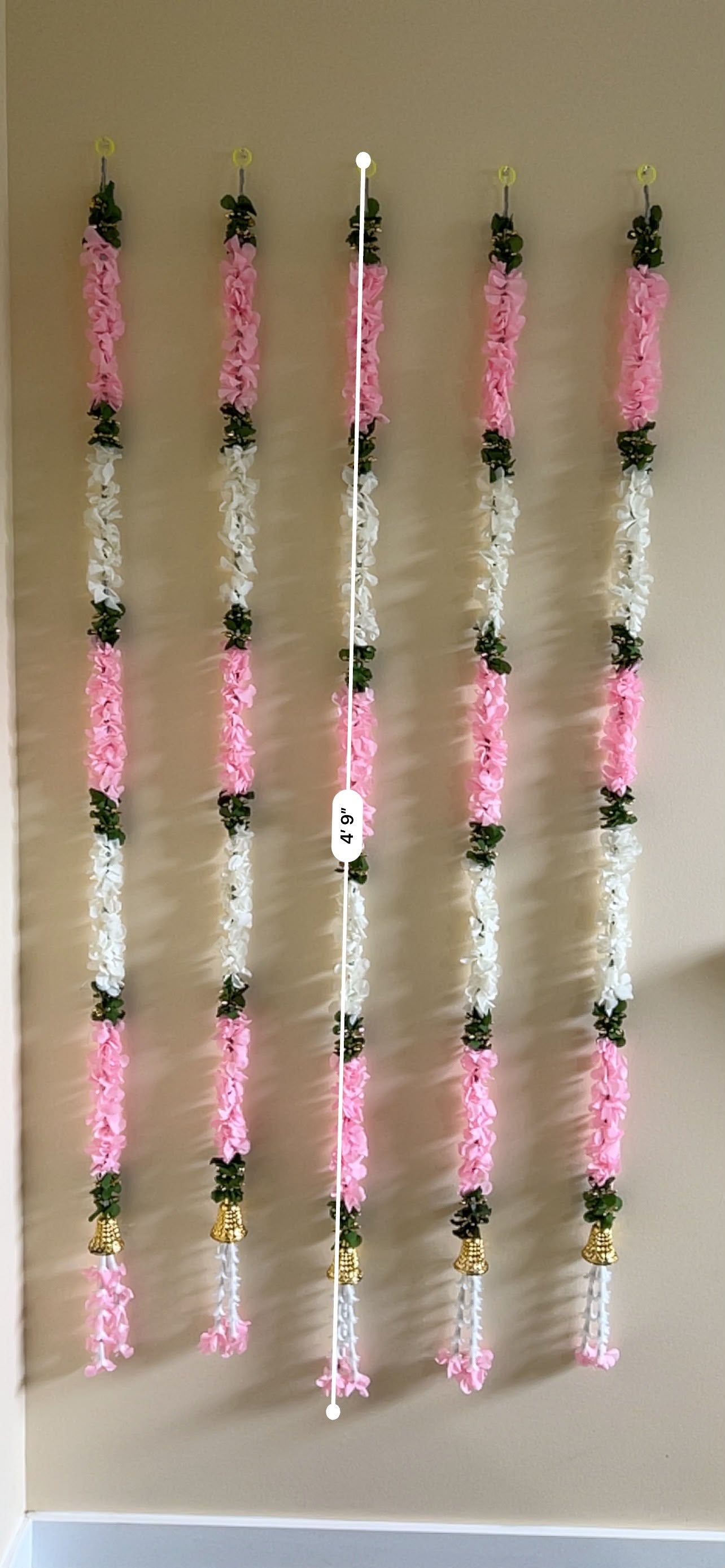 Soft Pink & White Artificial Flower Garland – Pack of 12