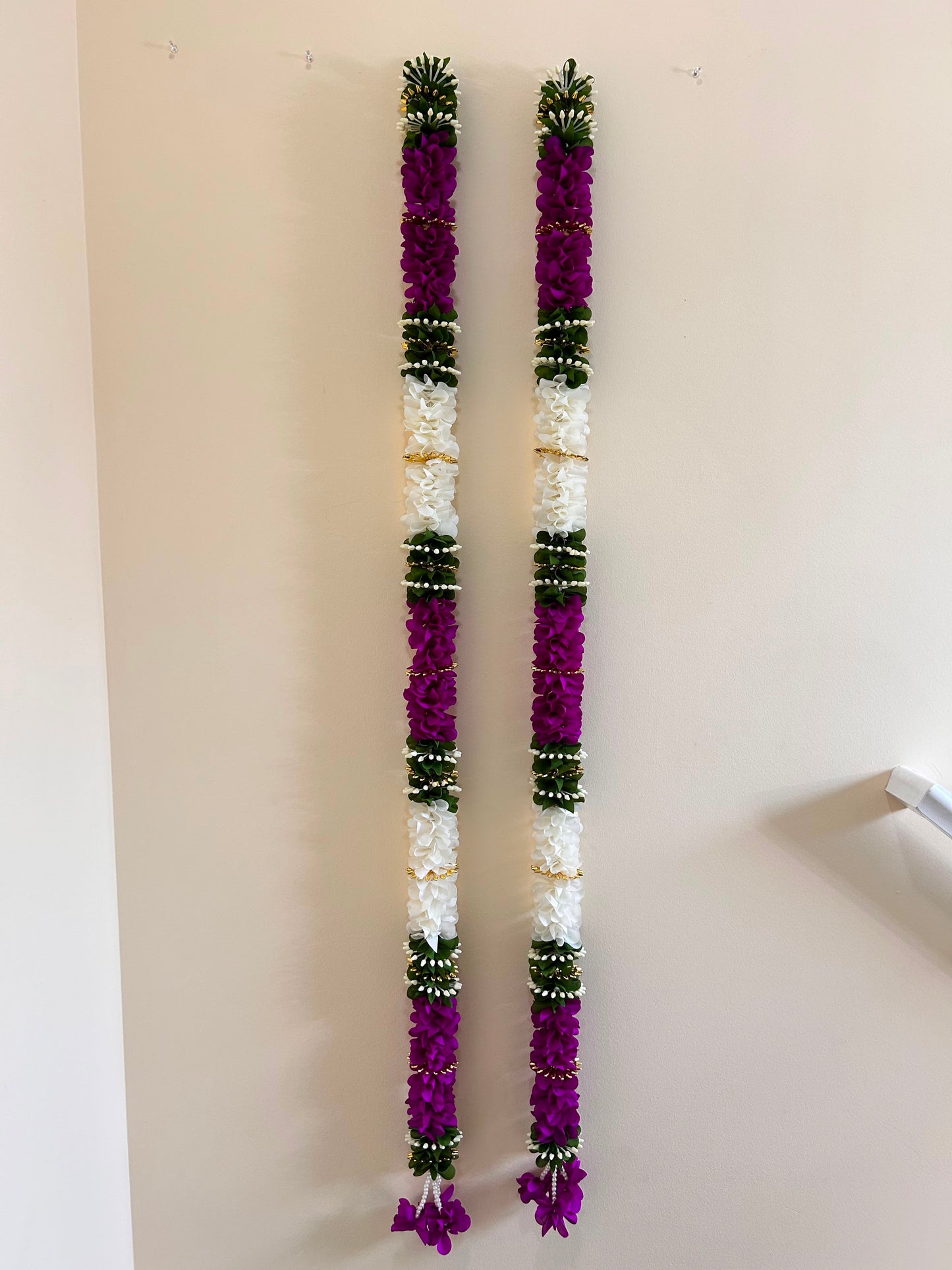 Purple & White Artificial Flower Garland – Pack of 2