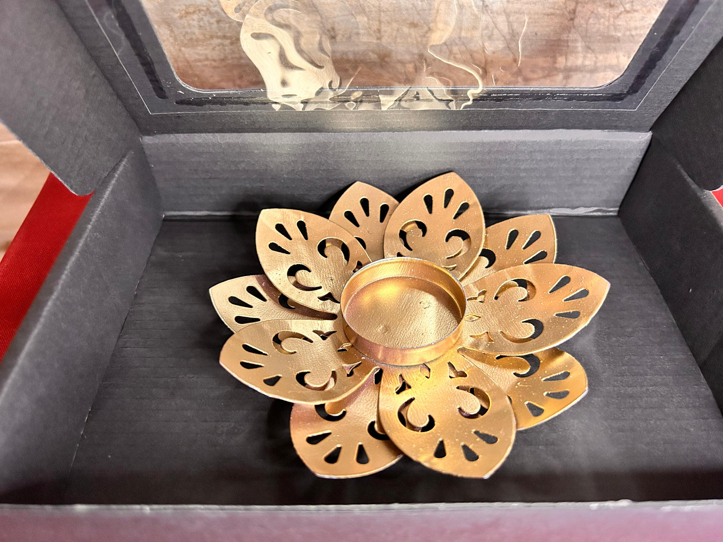 Floral Metal Tealight Holder 5"