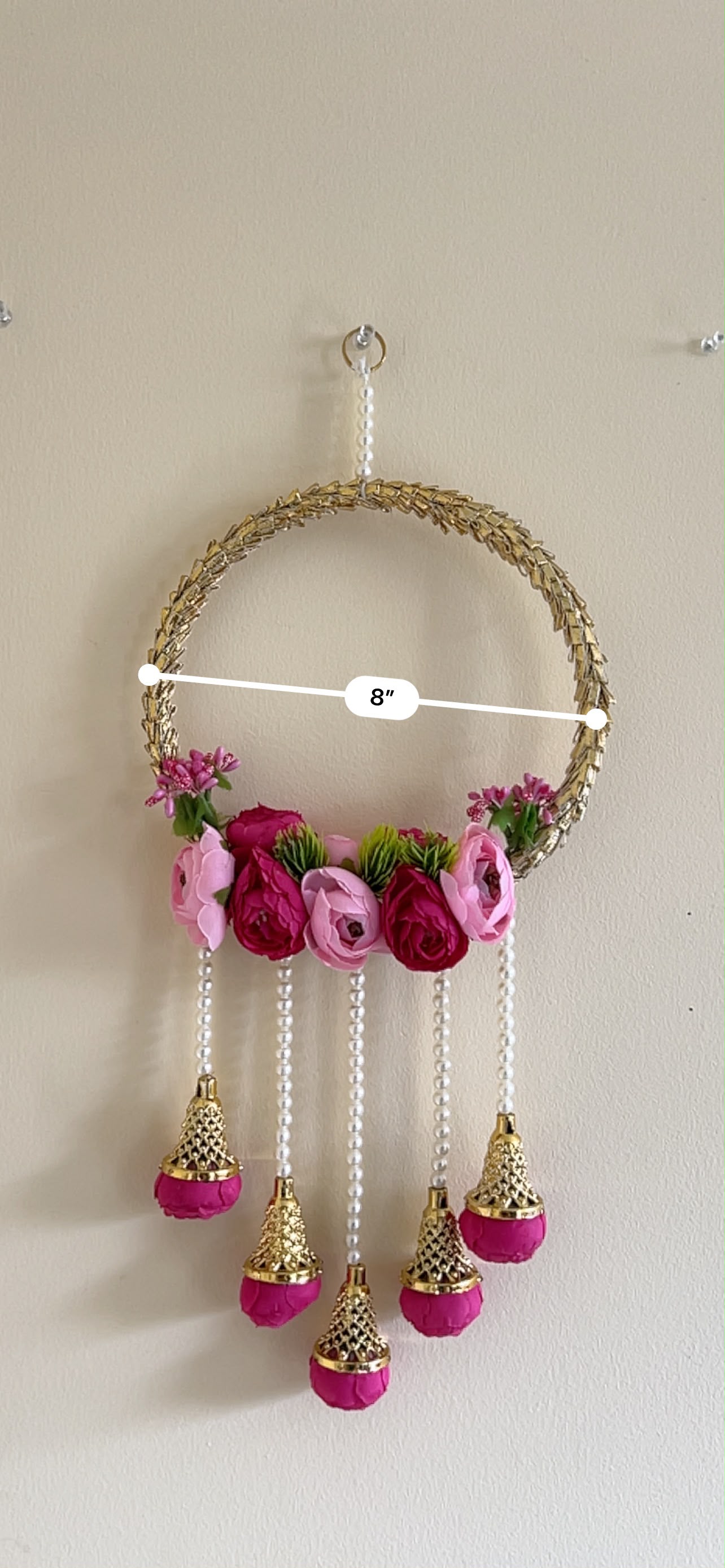 Pink Rose Wreath Door Hanging Pair