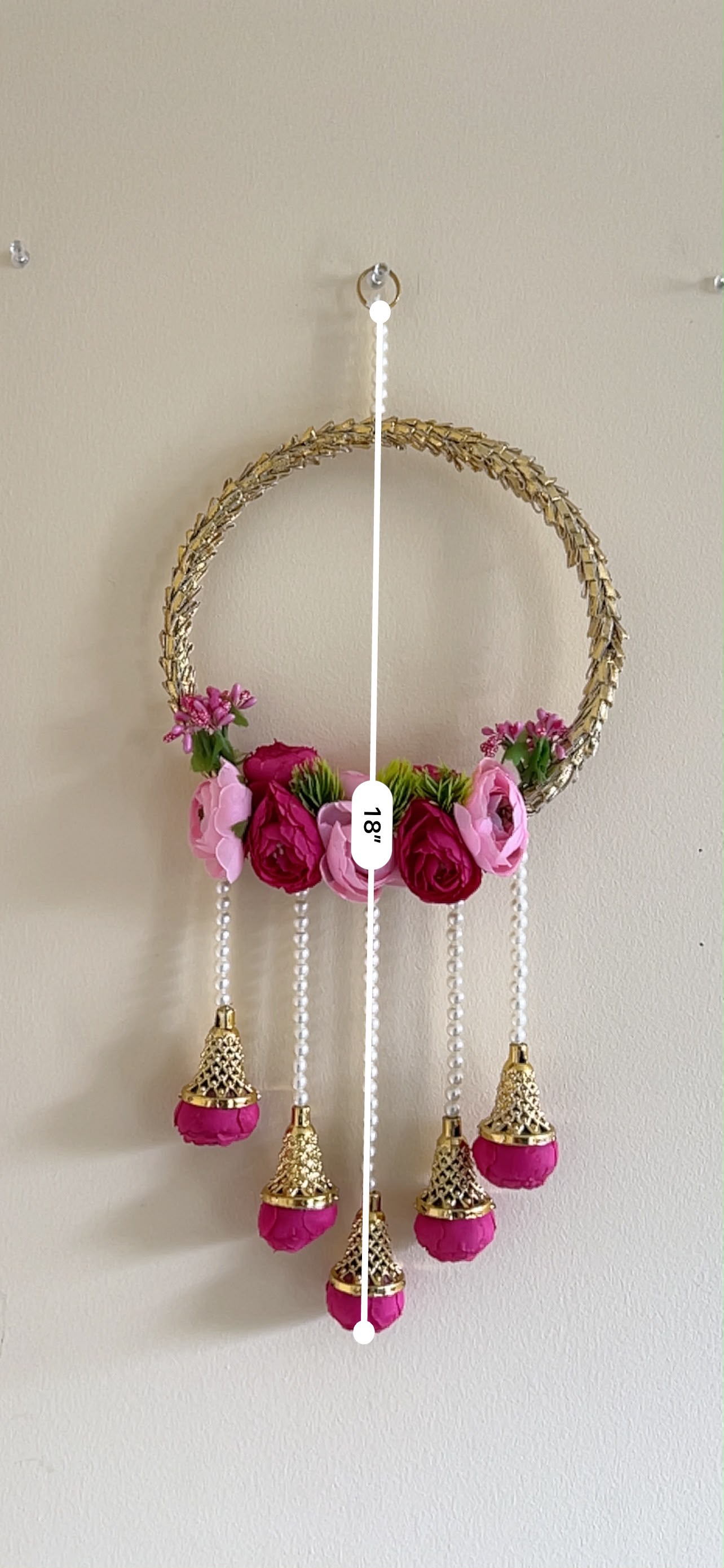 Pink Rose Wreath Door Hanging Pair