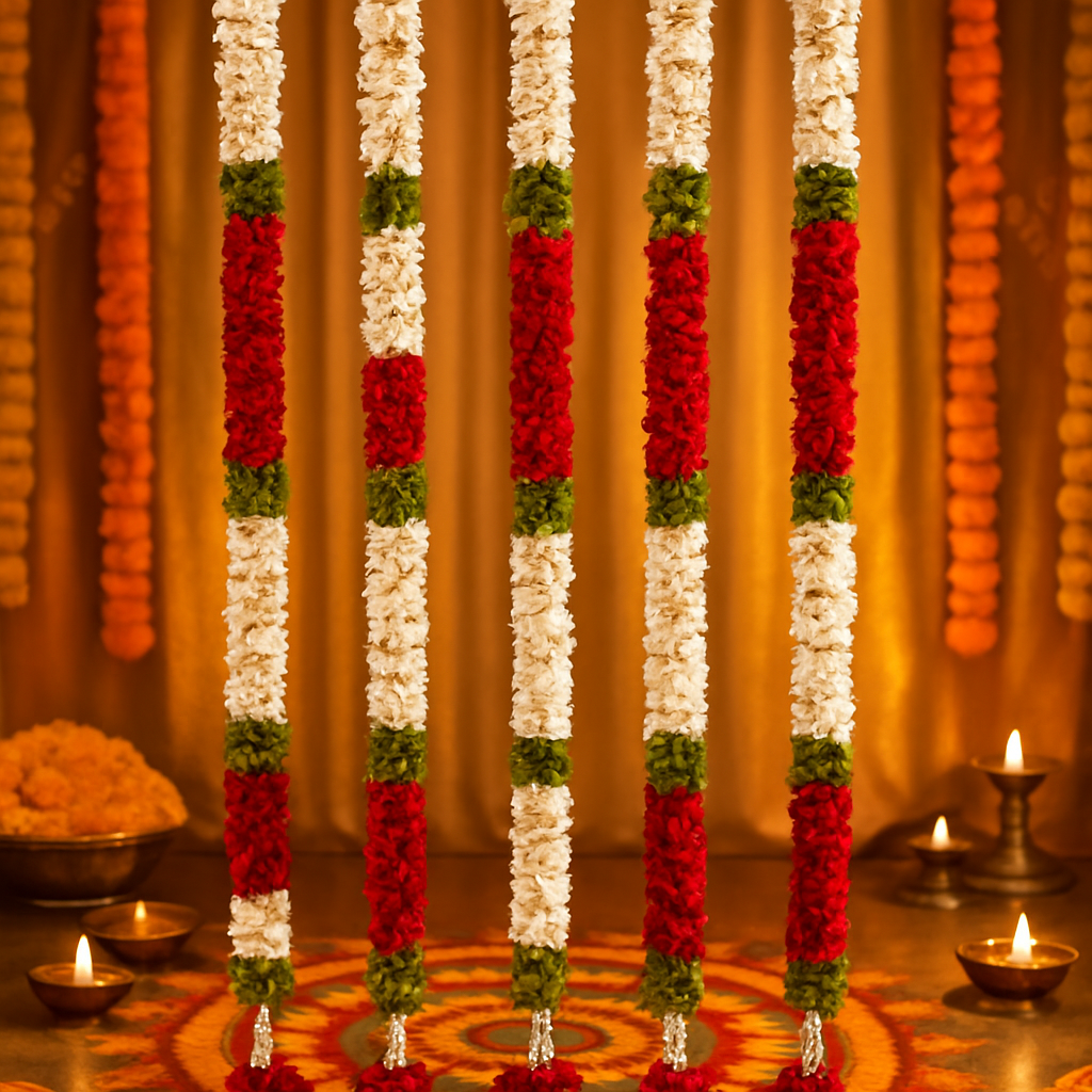 Red & White Artificial Flower Garland - Catalog Image 2