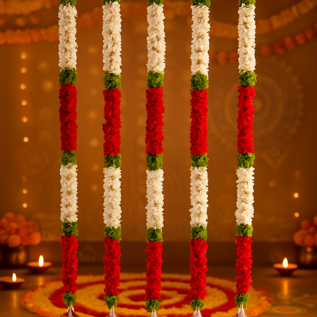 Red & White Artificial Flower Garland - Catalog Image 3