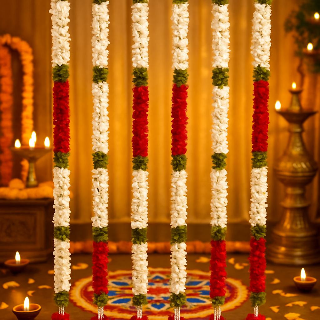 Red & White Artificial Flower Garland - Catalog Image 4