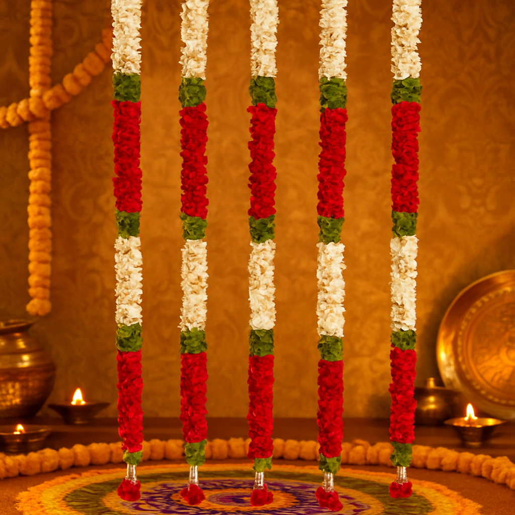 Red & White Artificial Flower Garland - Catalog Image 5