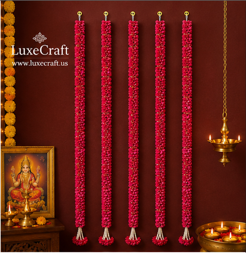 Dark Pink Artificial Flower Garland Set - styled view