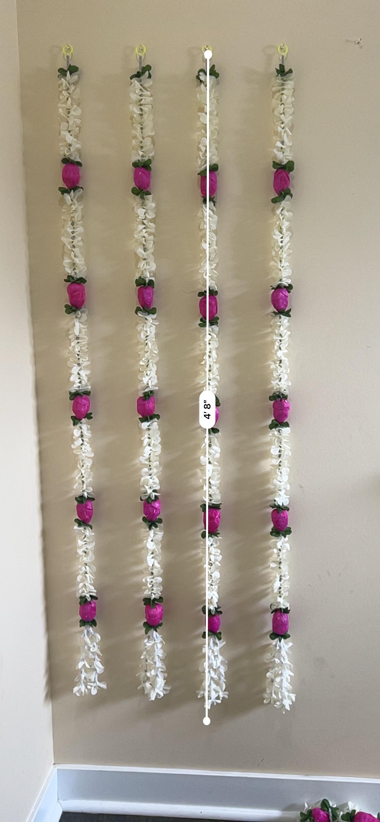 White Jasmine & Pink Lotus Artificial Garland Set - actual product photo