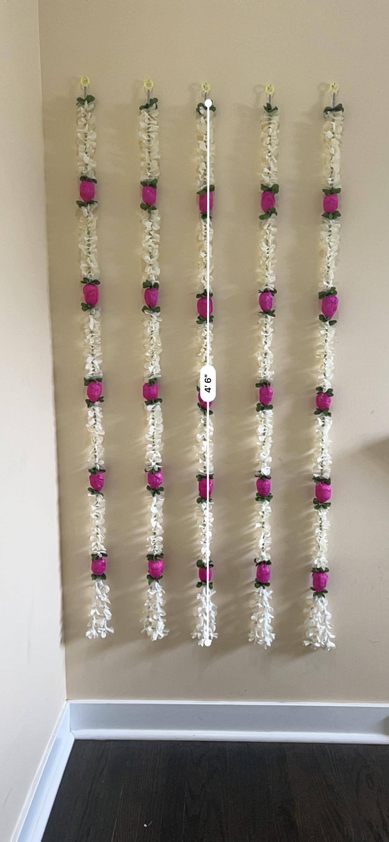 White Jasmine & Pink Lotus Artificial Garland Set - actual product photo