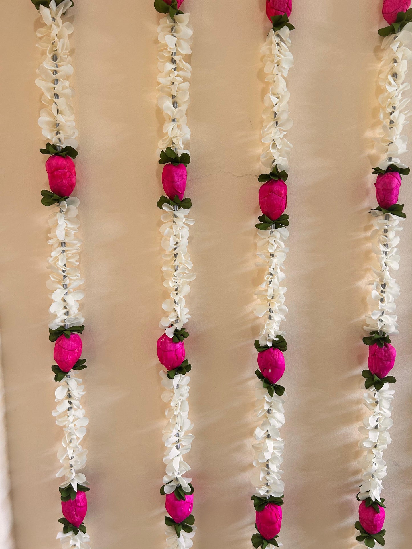 White Jasmine & Pink Lotus Artificial Garland Set - actual product photo