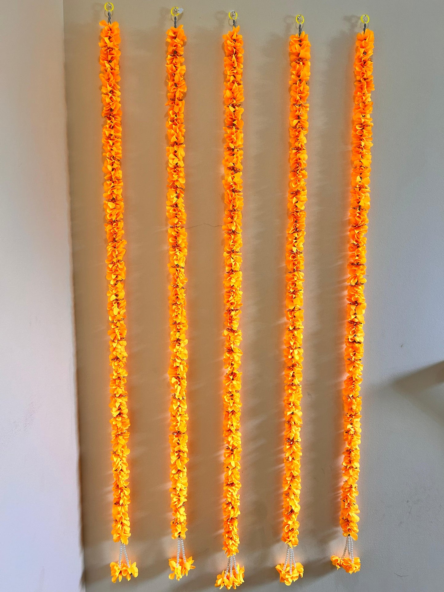 Orange Marigold Artificial Flower Garland Set - actual product photo