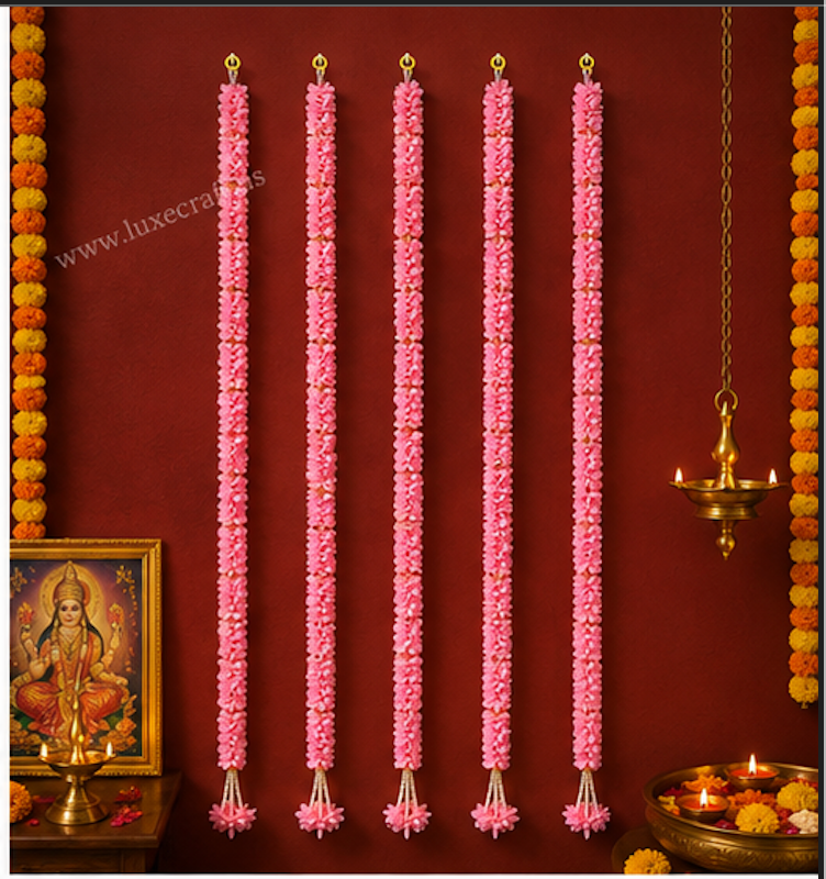 Pink Artificial Flower Garland Set - styled view