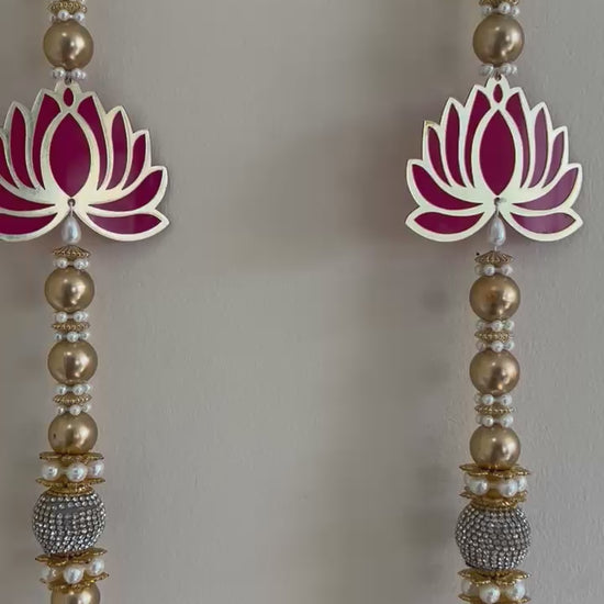 Gold Bead Lotus Door Hanging Pair with Jhumar Tassel - product video