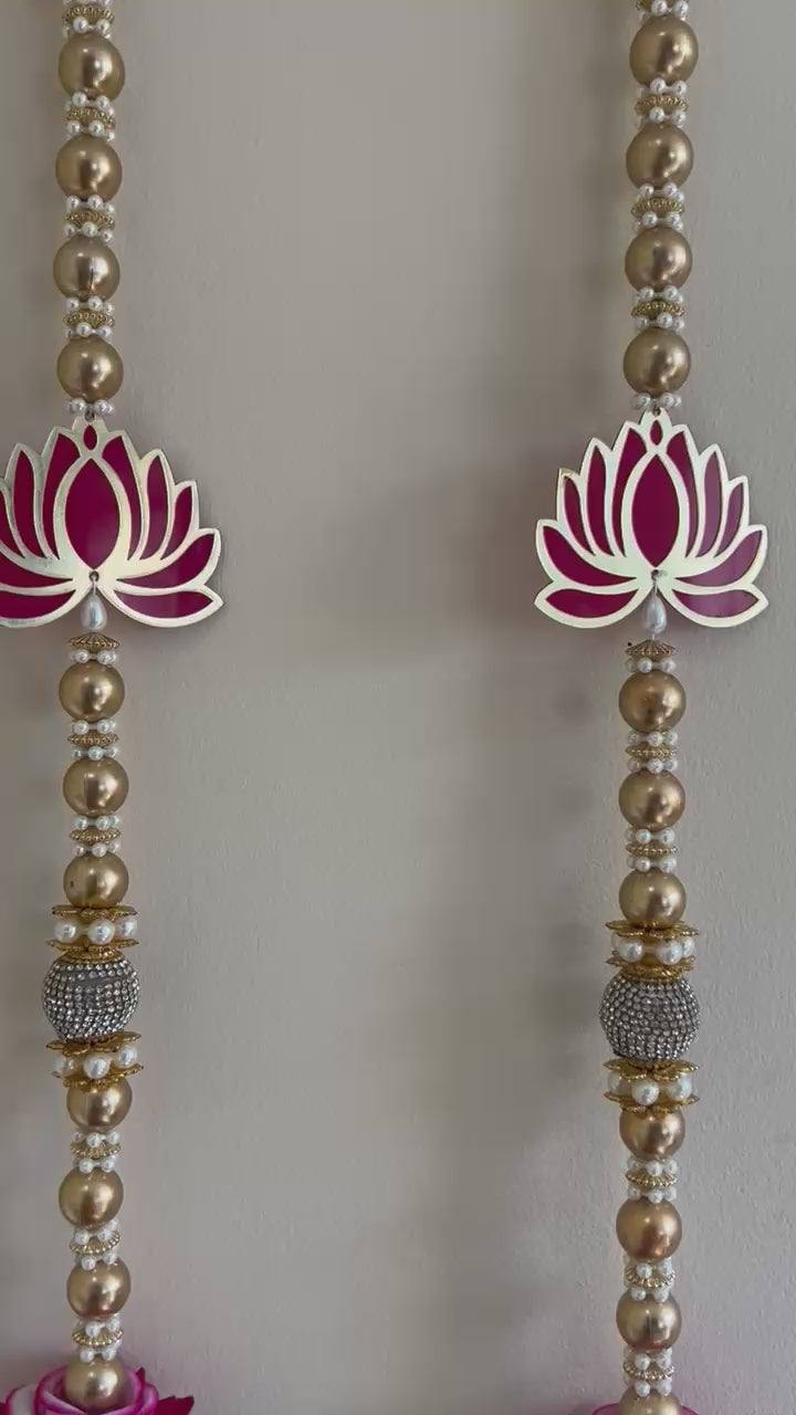 Gold Bead Lotus Door Hanging Pair with Jhumar Tassel - product video