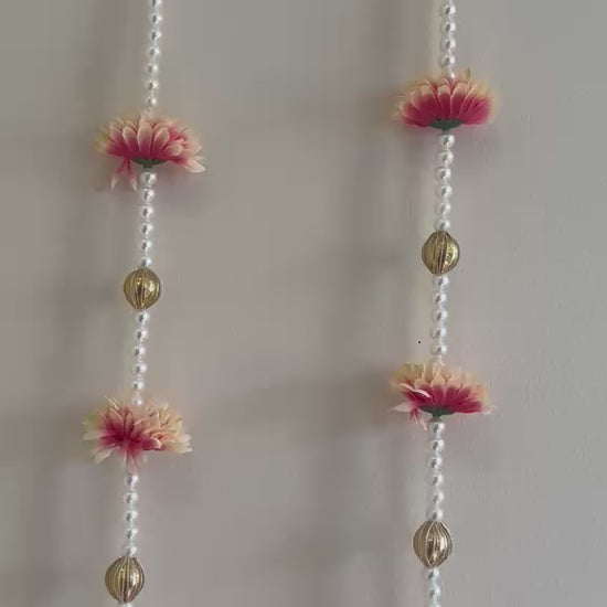Pearl & Floral Door Hanging Pair with Jhumar Bell - product video