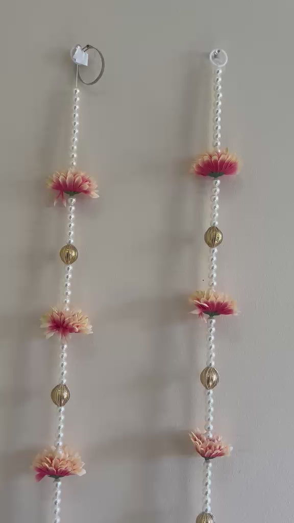 Pearl & Floral Door Hanging Pair with Jhumar Bell - product video