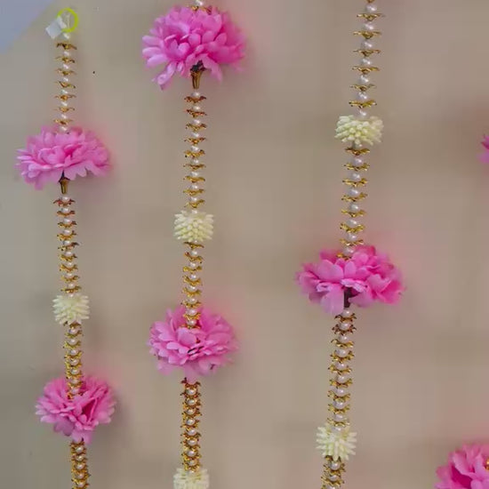 Pink Flower & Golden Bell Hanging Set - product video