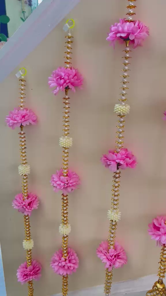 Pink Flower & Golden Bell Hanging Set - product video