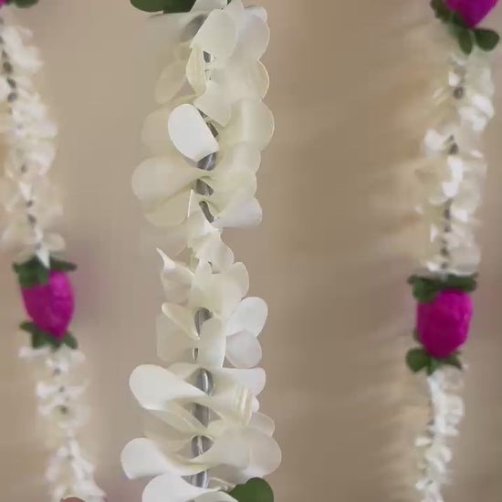 White Jasmine & Pink Lotus Artificial Garland Set - product video