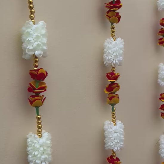 White Pearl Flower & Golden Bell Hanging Set - product video