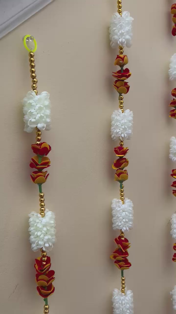 White Pearl Flower & Golden Bell Hanging Set - product video