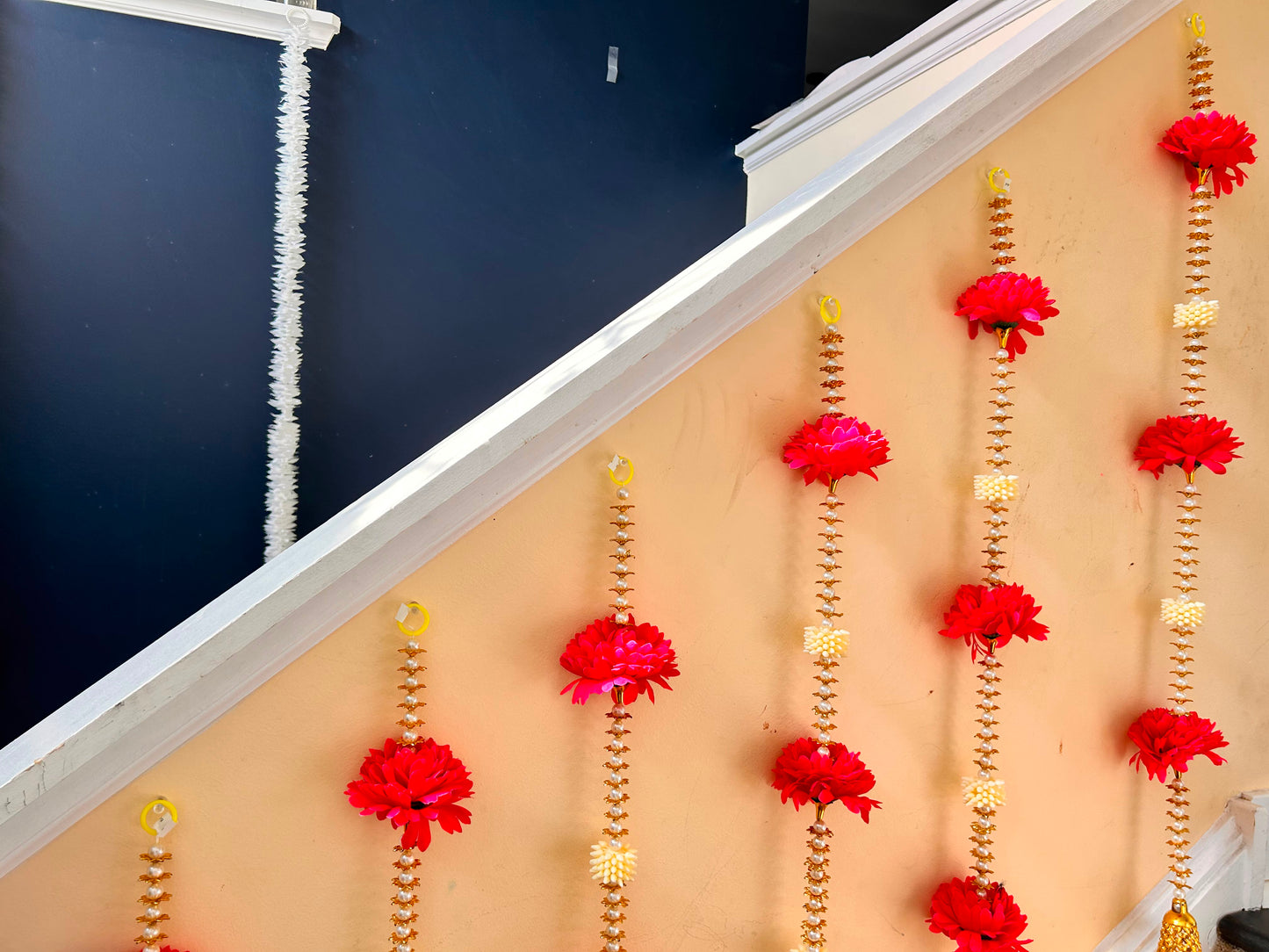 Red Flower & Golden Bell Hanging Set - actual product photo